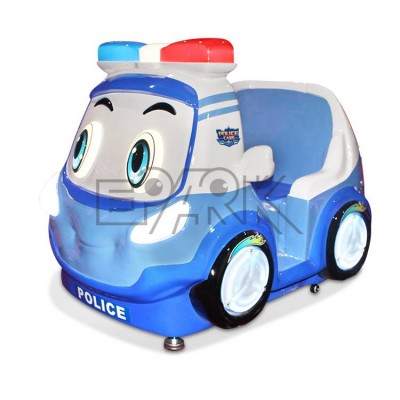 Happy Baby Amusement Park Fiberglass Material Mini Kids Police Car Ride On Toy Car With Cartoon Image Kids Game Machine For Sale